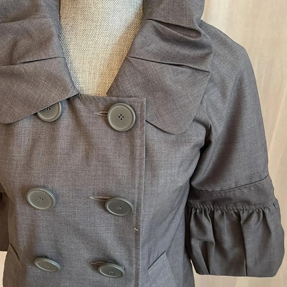 KENSIE Cropped Jacket Puff Sleeve and Frill Collar, Size 4 - Picture 2 of 11
